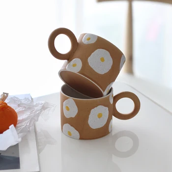 Творчески ръчно рисувани яйца чаша керамични закуска кафе мляко чаши за чай кухня офис прибори за пиене микровълнова печка съдомиялна машина сейф