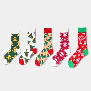 Трансгранични Мъжки и дамски чорапи Mid-tube Ins Trend Personality Есен Зима Високи Коледни памучни чорапи