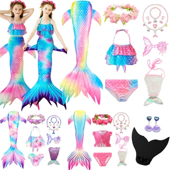 Фентъзи деца русалка опашки за плуване за момичета Хелоуин косплей костюми Малката русалка бански бански костюм басейн