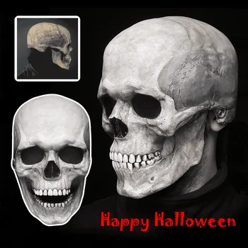 Хелоуин череп маска пълна глава скелет парти костюм изненада подарък ужас злото повикване мито каска подвижна челюст каска дропшипинг