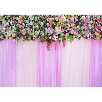 Цветя Розова завеса Фотография Фон Фонове по избор Фото студио за бебешки душ Сватба Свети Валентин Фотофон