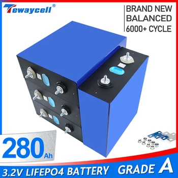 Чисто нов 3.2V 280Ah Lifepo4 акумулаторна батерия литиево-железен фосфат слънчева клетка 12V 24V 48V 280ah клас А ЕС САЩ без данъци